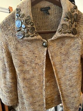 BCBGMaxAzria Camel Open-Knit Cardigan